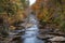 Aerial view of the Sope Creek stream winding through a mountainous landscape