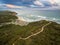 Aerial view of Sorrento Ocean Beach and beautiful coastline at s