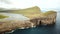 Aerial view of Sorvagsvatn lake or Leitisvatn, Biggest lake in Faroe Islands.