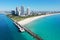 Aerial view of South Beach, South Pointe Park and Government Cut in Miami Beach, Florida.