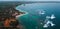 Aerial view of the south coast of the island of Sri Lanka