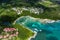 Aerial view of the south coast between Sainte-Anne and Saint-Francois, Grande-Terre, Guadeloupe, Caribbean