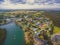 Aerial view of south Gippsland highway and rural area in Victoria, Australia.