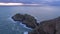 Aerial view of South Stack with lighthouse during sunset