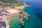 Aerial view of spanish coast in Noja on north Spain