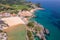 Aerial view of spanish coast in Noja on north Spain