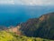 Aerial view of spectacular Na Pali cliffs in Kauai, Hawaii