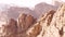 Aerial view of spectacular peaks in the desert of Wadi Rum,Jordan.