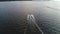 Aerial View of Speeding Boat on Delaware River Philadelphia PA.