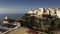 Aerial view of Sperlonga beachfront and ancient Torre Truglia tower. Italy