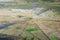 Aerial view spiders web shaped rice fields