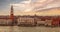 Aerial view of St. Mark`s Campanile and Doge`s Palace, Venice, Italy