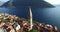 Aerial view of St. Nicholas Church in Perast, Montenegro