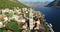 Aerial view of St. Nicholas Church in Perast, Montenegro