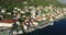 Aerial view of St. Nicholas Church in Perast, Montenegro