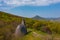 Aerial view about St. Stephenâ€™s King Chapel rises on Badacsony Hill