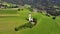 Aerial view of St. Valentin Church, Castelrotto, Dolomites, Alps, Italy