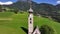 Aerial view of St. Valentin Church, Castelrotto, Dolomites, Alps, Italy