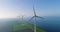 Aerial view: Stack of footage of Wind Turbine neat Tulip fields in Amsterdam, Netherlands, Europe