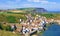 Aerial view of Staithes and Cowbar Nabb 2, from Penny Nabb clifftops 4, Yorkshire Moors, England