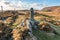 Aerial view of standing stone in Glencolumbkille in County Donegal, Republic of Irleand