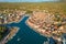 Aerial view of Stari Grad town on Hvar island