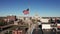Aerial View Static Over Buildings and Downtown Springfield Illinois US Flag
