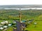 Aerial view of the Statue of Columbus, surrounded by lush green vegetation in Arecibo, Puerto Rico