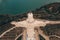 Aerial view of the statue of `Cristo-Rei` in Lisbon, Portugal
