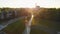 Aerial view statue of Golden boy in Siauliai, Lithuania, Europe travel destination