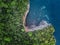 Aerial view of a steep cliff, unspoiled nature of the Montenegro coast