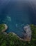 Aerial view of a steep cliff, unspoiled nature of the Montenegro coast