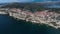 Aerial view of the steep cliffs and the city of Bonifacio on the island of Corsica in France