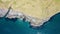 Aerial view of the steep shorelines in Faroe Islands