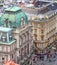 Aerial view from the Sthephansdom Cathedral. View of the Graben street and Palais Equitable. Vienna, Austria, Europe