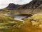 Aerial view of Stickle Tarn lake, located in the Lake District, Cumbria, UK