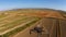 Aerial view at a stork nest on the high voltage