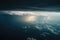 aerial view of storm approaching, with lightning and thunderstorms in the sky