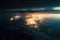 aerial view of storm approaching, with lightning and thunderstorms in the sky