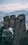 Aerial view of strangely shaped Belogradchik Rocks in Bulgaria