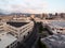 Aerial view of street with cars, Iwilei buildings, Honolulu city