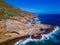 Aerial view of the stunning East Coast shoreline cliffs of O'ahu, Hawaii