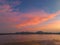 Aerial view stunning sky at sunrise above Ko Yao Noi island.