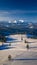 Aerial view of stunning Tatra mountains at sunrise in winter