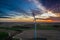 Aerial view of stunning wind turbines at dusk, Poland