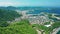 Aerial view of Suao fishing port with boats in Yilan, Taiwan.