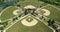 Aerial view of a suburban high school baseball complex