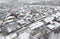 aerial view suburban rural residential area after winter snow