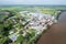 Aerial view of a sugar mill and refinery, Australia