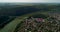 Aerial view of the summer Dnister river bend canyon and famous Ukrainian Zalischyky town. Ternopil region, Ukraine